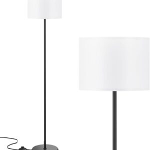 Lámpara moderna de lámpara simple con tono blanco, interruptor de pedal de pie, 60 "lámparas altas pequeñas para sala de estar dormitorio de comedor de comedor de oficina, lámpara de poste negro (sin bombilla)