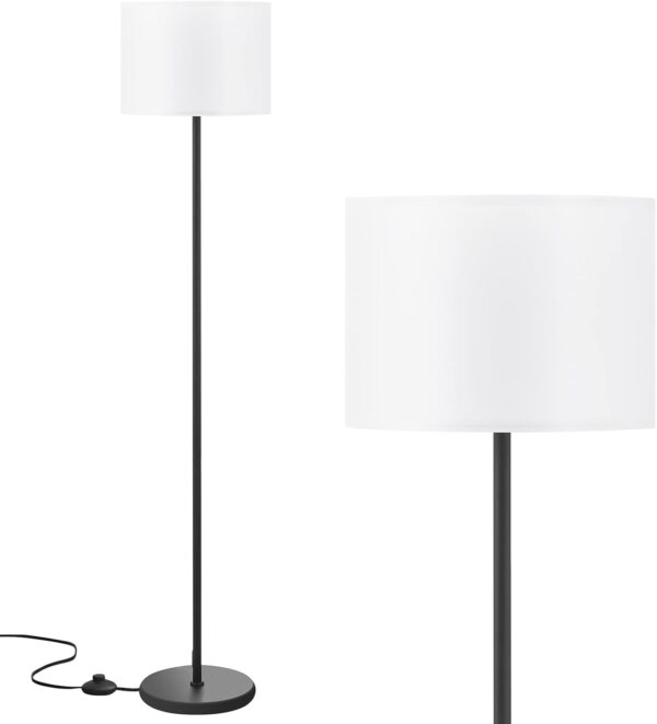 Lámpara moderna de lámpara simple con tono blanco, interruptor de pedal de pie, 60 "lámparas altas pequeñas para sala de estar dormitorio de comedor de comedor de oficina, lámpara de poste negro (sin bombilla)